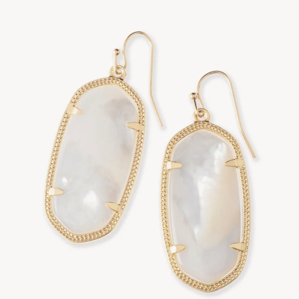 Kendra Scott Elle Gold Drop Earrings in Ivory Mother-of-Pearl